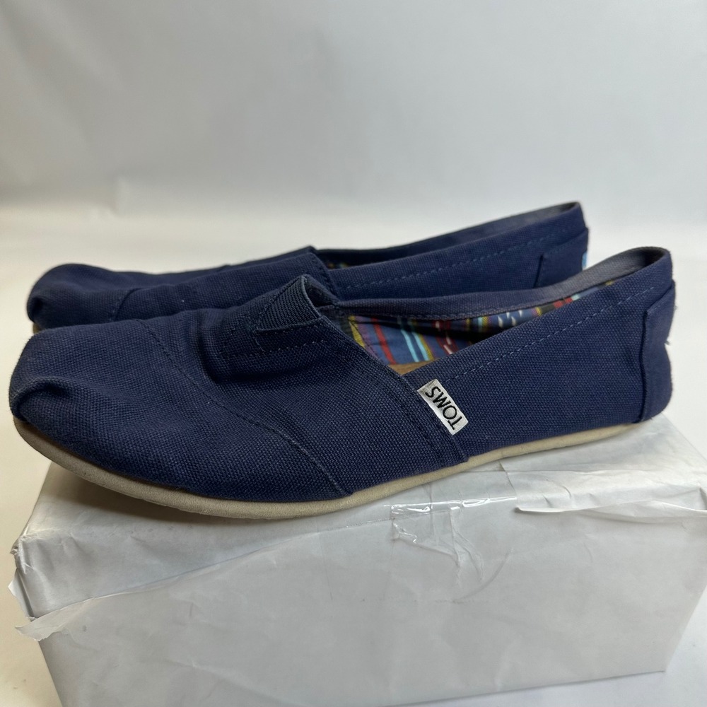 TOMS Womens Alpargata Navy Blue Canvas Slip On Flat Shoes Size 8.5 1002810319-10 - Picture 7 of 9